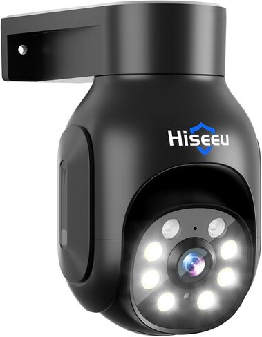 Hiseeu 2K كاميرا أمان لاسلكية في الهواء الطلق، رؤية ليلية ملونة 3 ميجابكسل واي فاي كاميرا منزلية عموم وإمالة 360 درجة، كشف الحركة، صفارة الإنذار/الحركة/الضوء، صوت ثنائي الاتجاه، IP66 مقاوم للطقس، يعمل مع Alexa in Kuwait