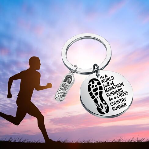 MYOSPARK Cross Country Runner هدية سلسلة مفاتيح عبر البلاد للجري سلسلة مفاتيح للجري هدية لمحبي المسار والميدان in Kuwait