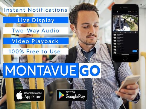 Montavue UltraHD 4K 8MP IP PoE Turret Security Camera, 3840x2160, IP67 Weatherproof, 100ft IR Night Vision, MicroSD Recordable up to 256GB, Built-in Mic, IVS, Motion Detection, 100ft Cat5e Cable in Saudi Arabia