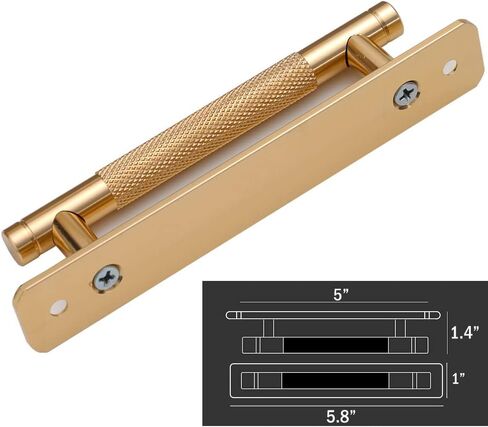 12 Pack 5 Inch 128 mm Gold Barrel Knurled Cabinet Handles with Base Plate Aluminum Cabinet Pulls for Drawer Sliding Door Charcuterie Board Gold Drawer Handles Drill&Punch Free in Kuwait