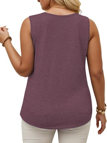 VISLILY Plus-Size-Tank-Tops for Women Cute Ring Hole V Neck Sleeveless Shirts Trendy Summer Blouses Casual Loose Fit Tunics in Saudi Arabia