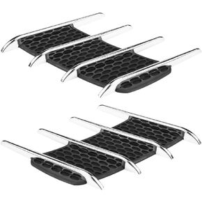 Yctze Car Hood Side Air Intake Vent Trim Sticker, ABS & Soft Rubber Material Chrome Plated for Universal Decoration, Easy Installation