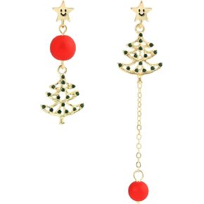 Christmas Earrings for Women, Christmas Tree Earrings Red Green Christmas Earrings for Women Dangling Cute Gold Christmas Dangle Earrings Hypoallergenic Christmas Jewelry for Women Gifts