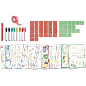 Hape Letters and Numbers Tracing - Alphabet Handwriting Practice Books for Kids - Educational Letter Stencils for Children Aged 4+ Years