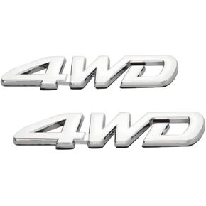 2 pc Metal 4WD Emblem 3D Premium Car Emblem Side Fender Rear Trunk Emblem Badge Sticker Decals Replacement for All Wheel Drive Off Road SUV Auto Truck (Black)