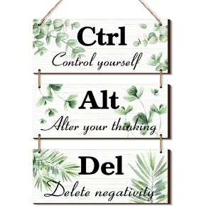 ديكور حائط ملهم للمكتب - تعليق على الحائط من الخشب الريفي، مقاس 25.4 × 10.16 سم، لافتات خشبية تحفيزية فنية جدارية مع أقوال، Ctrl Alt Del، لوحات جدارية تحفيزية، ديكور مكتب للعمل in Kuwait