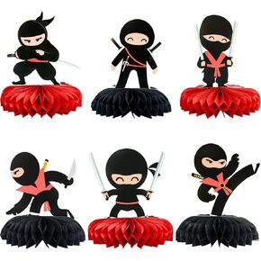 Gyufise 6Pcs Ninja Party Honeycomb Table Centerpiece Double Sided Martial Arts Karate Kung Fu Warriors Table Toppers Centerpieces for Ninja Theme Baby Shower Birthday Party Table Decorations Supplies