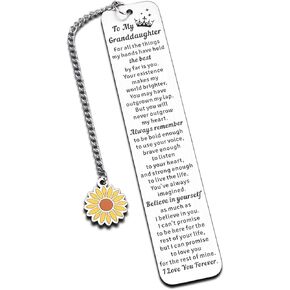 Granddaughter Gifts from Grandma Grandpa Christmas Gifts for Teen Girls Granddaughter Bookmarks for Women Birthday Sweet 16 Gifts for Her Easter Thanksgiving Gifts for Daughter Granddaughter