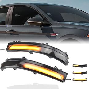 Dynamic LED Turn Signal Light Sequential Side Mirror Marker Indicator Blinker Lamp Compatible With VW Jetta 6 GLI Hybrid Vento Scirocco EOS Fusca Beetle（black)