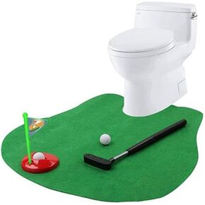 Toilet Golf Practice Game Set in Any Restroom/Bathroom