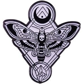 Death's Head Hawkmoth Moth Lunar Moon Celestial Witch 1.5" Enamel Pin Badge