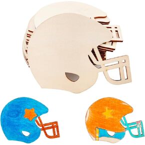 24 Pieces Wood Football Helmet Cutouts Unfinished Hockey Helmet Slices Wooden Helmet Sign Ornaments Gift Tags Hanging Ornaments for DIY Projects Party Decorations