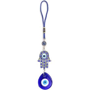 Fatima Hamsa Glass keychain Drop Shape Devil's Eye Pendant Charms Lucky Keyrings Car Ornament