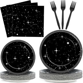 Qyeahkj 100Pcs Stars War Birthday Party Decorations Galaxy Plates and Napkins Space Theme Party Supplies for Outer Space Party Disposable Tableware Set Birthday Night Sky Decor for 25 Guests