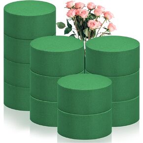 WhistenFla 12Pcs 3" Round Floral Foam Blocks, Green Wet Dry Flower Foam for Fresh and Artificial Flowers, Plant Foam Wedding, DIY Craft, Party Decoration, Flower Arrangements (3" X 1.5")