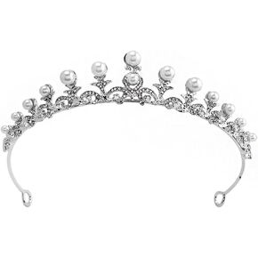 Women Luxury Wedding Bridal Pearl Crown Diana Hair Band Headdress Tiara For Wedding Quinceanera Pageant Prom Party Birthday