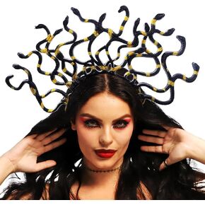 Sixexey Halloween Snake Headband Black Headbands Medusa Headpieces Vintage Hair Accessories for Women