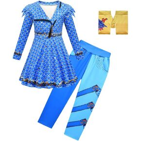 Kids Girls Princess Red Blue Pink Dress + Pant Clothing Set Halloween Cosplay Costumes Party Dress up Outfits