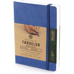 Pentalic 4" x 6" Pocket Lined Traveler Journal, 160 Pages, Denim Blue