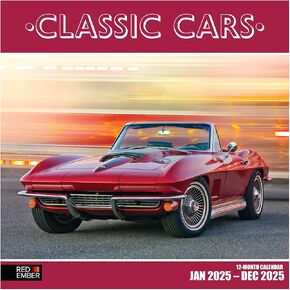 RED EMBER Supercars 2025 Hangable Monthly Wall Calendar | 12" x 24" Open | Thick & Sturdy Paper | Giftable