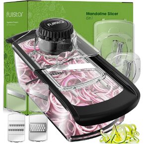 Fullstar 11-in-1 Stainless Steel Mandoline Slicer, Vegetable Slicer & Cheese Grater | Kitchen Gadgets with Peeler, Spiralizer, Juicer, Egg Slicer & Julienne Cutter (+Safety Glove & Cleaning Brush)
