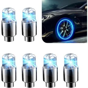 حزمة-6 مصابيح صمام إطارات السيارة، ضوء فلاش صمام الإطارات، ملحق تزيين السيارة العالمي، لمعظم السيارات (أزرق) in Kuwait