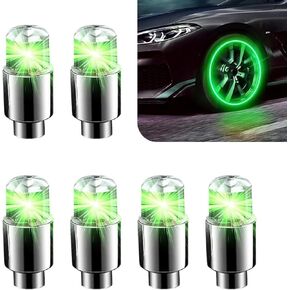Pack-6 Car Tire Valve Light, Tire Valve Flash Light, Universal Car Decoration Accessory, for Most Cars (Blue)
