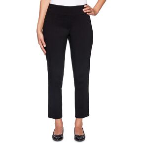 Ruby Rd. Womens Womens Petite Mid-Rise Pull-on Straight Solar Millennium Tech Ankle Pant