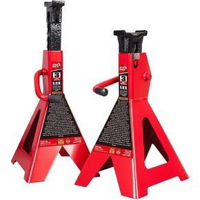 BIG RED Torin 3 Ton Steel Jack Stands: for Small SUVs, Cars, Trucks, Trailers - Red, 1 Pair (2 Pack)