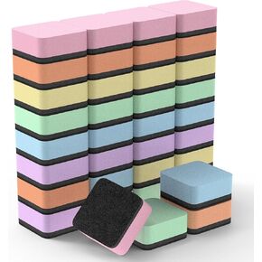 MaxGear 72 Pack Whiteboard Erasers, Magnetic Dry Erase Erasers for Classroom, Mini Whiteboard Cleaning Pads, Chalkboard Wiper Teacher Supplies for School, Office, Home （6 Pastel Color Set, 2 x 2 Inch