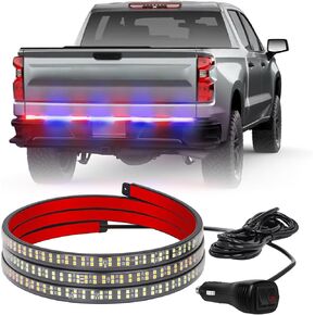 60 inch Truck Emergency Lights Strip 360 LED Tailgate/Rear Window Strobe Lights Red White Firefighter POV Lights Flashing Warning Hazard Safety First Responder Lights for Vehicles Fire Trucks