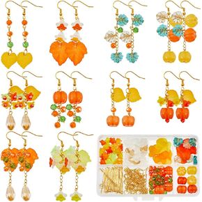 SUNNYCLUE 1 Box 10 Pairs Thanksgiving Earring Kits Maple Leaf Charms Thanksgiving Day Charms Fall Autumn Harvest Charm Flower Pumpkin Beads for Jewelry Making Kits Adults DIY Dangle Earrings Supplies