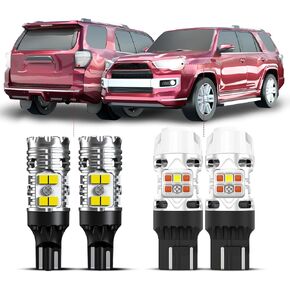LASFIT T3 7443 Switchback White/Amber Front Turn Signal 921 LED Bulb Reverse Light 912 Back Up Built In Resistor for 2012-2024 Toyota Camry, 2014-2024 4runner, 2013-2023 RAV4 DRL Parking Light(4pcs)