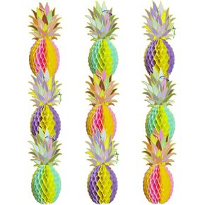 9Pack Big Pineapple Centerpieces for Table, Luau Party Decorations, Hawaiian Hawaii Pineapple Party Decoration, Tabletop or Hanging Decors for Tropical Party (9pcs multi-color)