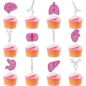 24Pcs Surgical Tool Cupcake Toppers, Happy Surgical Week Party Decor, Nephrologist Cupcake Toppers, Surgical Week Party Decorations, Glitter