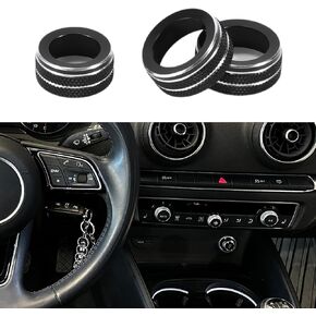 AC Air Conditioner Climate Heater Control Switch Knob Cover Ring for Audi A3 8V 2014-2020 Sturdy | Interior Decal Trim Red 3 Pcs