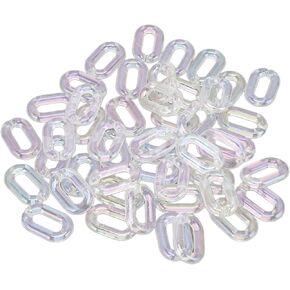 SWOQ Acrylic Chain Link Transparent Link Rings 50pcs Clear Color Plated for DIY Crafts for Necklace Jewelry Making