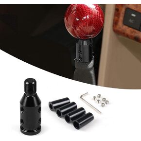 Pack-1 Car M12 x 1.25 Shift Knob Thread Converter, Alloy Shift Lever Adapter with Mounting Accessories, Gear Stick Shift Connector for Non-Threaded Shifter, Universal for Most Cars (Black)