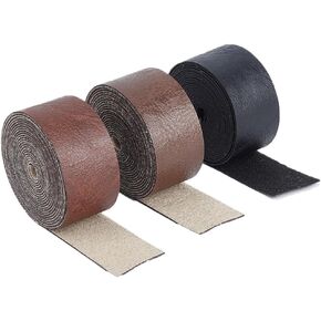 GORGECRAFT 3 Rolls 3 Colors Matte Leather Strap Roll 0.5" Wide Flat Leather Cord Strips 2mm Thick Belt Wrap 6.6Yds Single Sided Leather Braiding String Imitation Leather Cord Supplies for Crafts