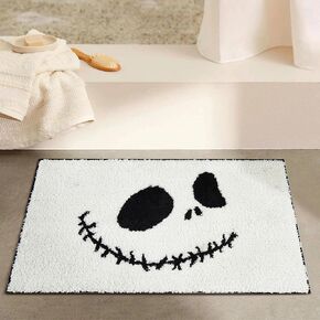 Jack Skellington Halloween Round Bathroom Rugs Mat 2ft, Non-Slip Machine Washable Soft Absorbent Shaggy Bath Rug The Nightmare Before Christmas Spooky Creepy Cute Halloween Bathroom Shower Floor Mat
