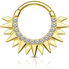 COCHARM 16g Cute Septum Rings Silver Septum Piercing Jewelry Gold Half Sun Septum Jewelry for Women Men Dainty 8mm 10mm Daith Earrings Surgical Steel Daith Piercing Jewelry Septum Clicker
