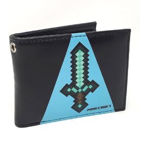 Minecraft Diamond Sword in blue light Bi-Fold Faux Leather Wallet