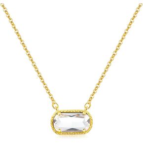 Colorful Gemstone Birthstone Pendant Necklaces For Women 14k Gold Plated Preppy Jewelry For Mom Wife Daughters Girls Friend Gifts