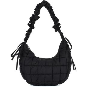 Fecialy Quilted Puffer Tote Bag Women Quilted Crossbody Bag Puffer Dumpling Shoulder Bag Lightweight Padding Hobo Bag