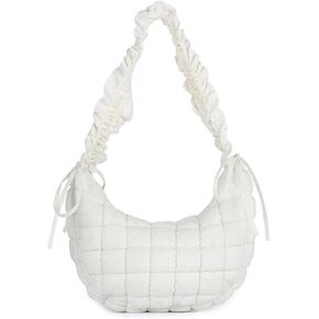Fecialy Quilted Puffer Tote Bag Women Quilted Crossbody Bag Puffer Dumpling Shoulder Bag Lightweight Padding Hobo Bag