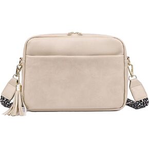 Crossbody Bags for Women Men Soft Leather Camera Bag with Tassel Medium Purse with Adjustable Wide Strap Green
