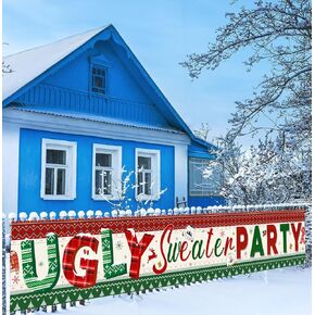 Ugly Sweater Christmas Party Decorations, Ugly Sweater Party Banner, Ugly Xmas Sweater Party Photo Prop Background Banner, Christmas Party Holiday Supplies