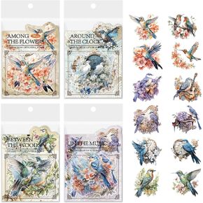 120 Pcs Hummingbird Stickers,4 Style Fly Bird Stickers,Colorful PET Clings,Music Note Stickers,Craft Stickers for Water Bottle,Phone,Scrapbooking, Piano,Laptop,Wall, Window