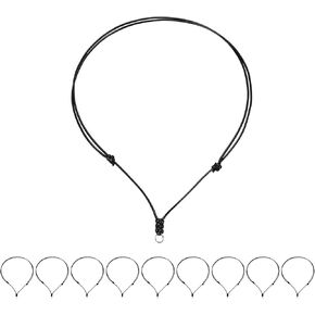 HARFINGTON 10pcs Adjustable Necklace Cords 1.5MM Thick 18-30 Inch Handmade Craft Ropes with Metal Ring for Hanging Pendants DIY, Brown