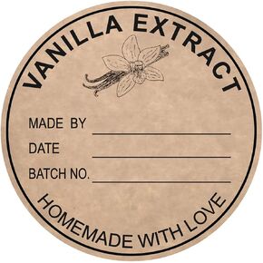 2 inch 300 PCS Vanilla Extract Labels Homemade Vanilla Stickers for Handcrafted Vanilla Bottles, Kitchen Pantry, Jar